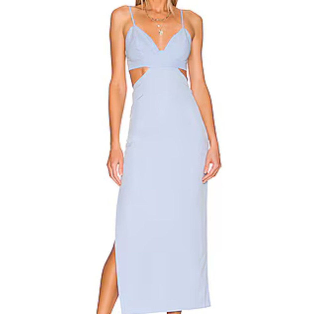 Cut Out Slit Midi in Light Blue BARDOT